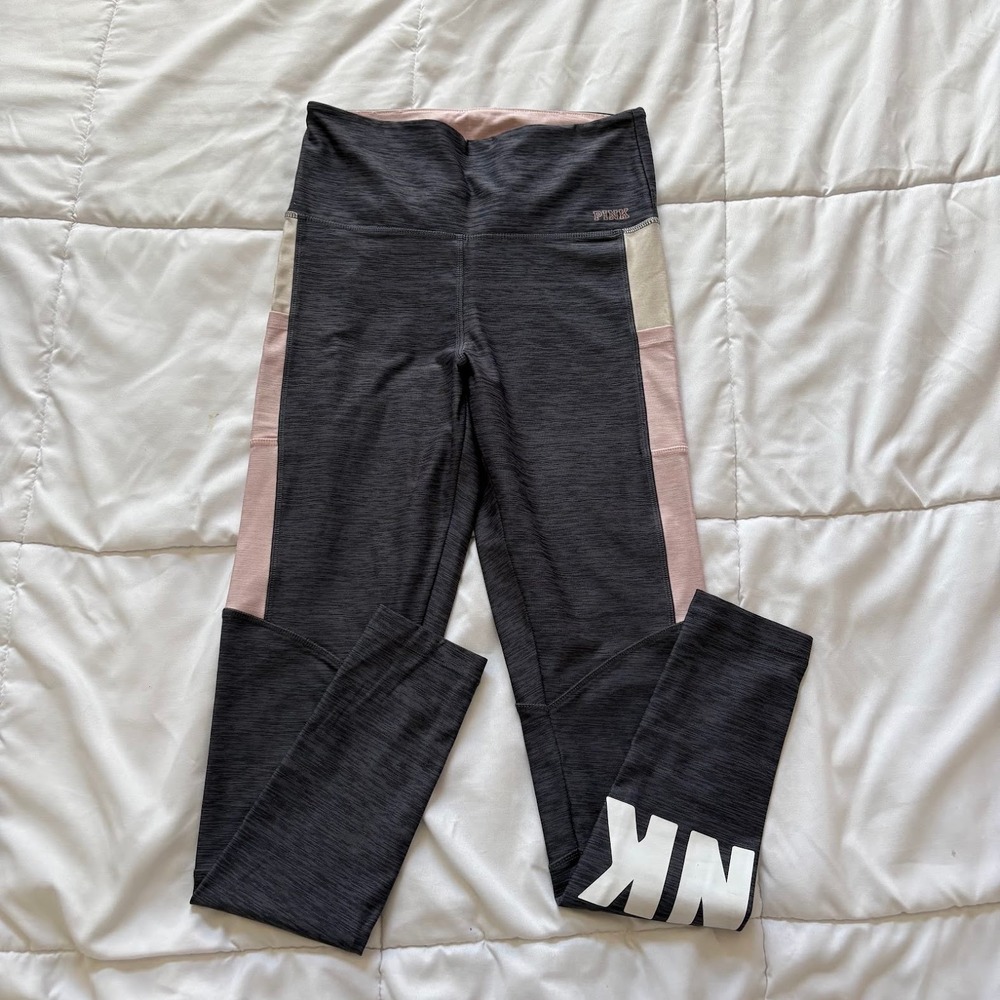 Victoria's Secret PINK Ultimate Leggings Gray Pink Colorblock Pockets Small